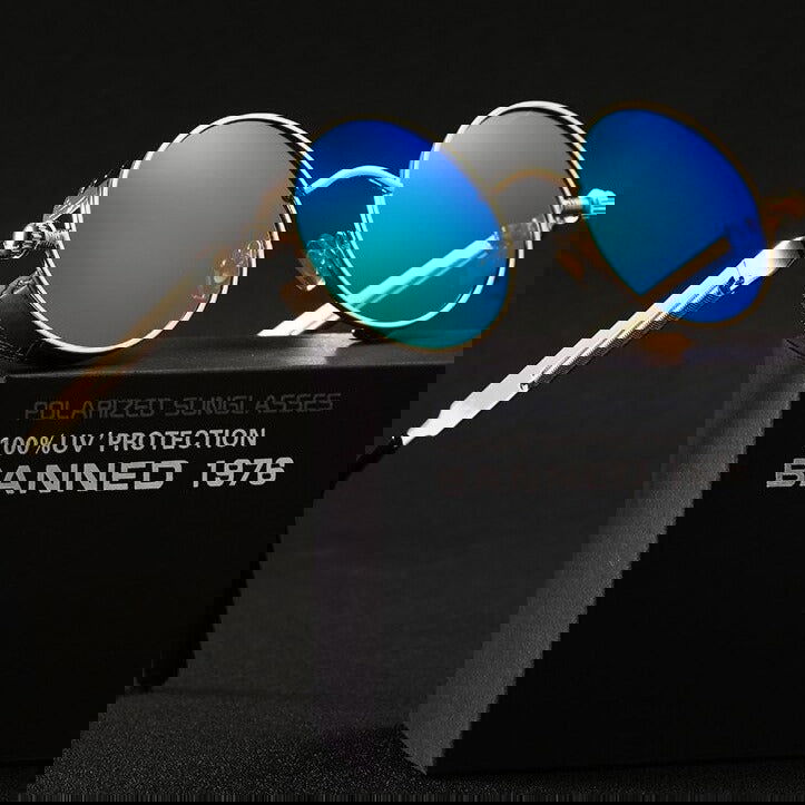 Jack Marc Steampunk Round Metal Sunglasses - JACKMARC.COM