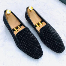 Load image into Gallery viewer, Jack Marc Stone Studded Black Moccasins - JACKMARC.COM
