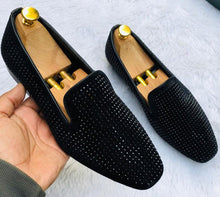 Load image into Gallery viewer, Jack Marc Stone Studded Black Moccasins - JACKMARC.COM
