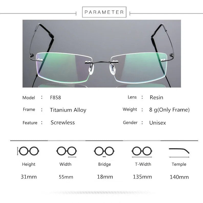 Jack Marc Ultra Light Pure Titanium Women Optical Frame Rimless Glasses - JACKMARC.COM