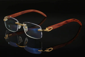 Jack Marc Vintage Wooden Rimless Antiblue Glasses - JACKMARC.COM