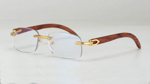 Jack Marc Vintage Wooden Rimless Antiblue Glasses - JACKMARC.COM