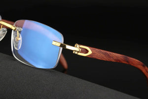 Jack Marc Vintage Wooden Rimless Antiblue Glasses - JACKMARC.COM