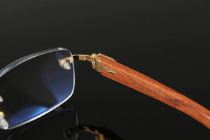 Jack Marc Vintage Wooden Rimless Antiblue Glasses - JACKMARC.COM