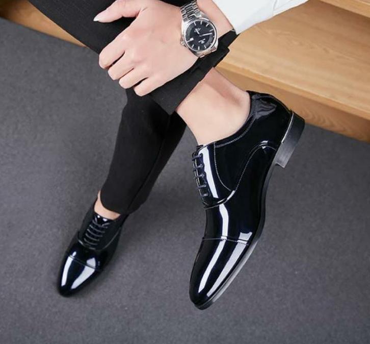 Jack marc stylish oxford black glossy shoes - JACKMARC.COM