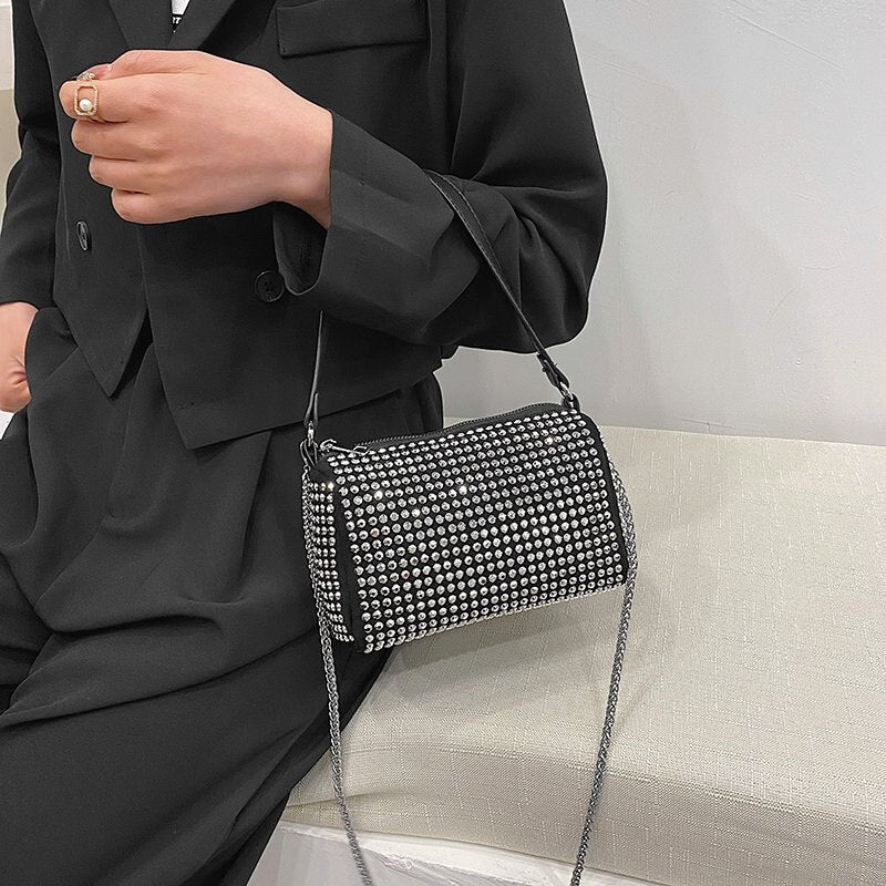 Fashion Diamond Handbag For Women Soft Square Shoulder Bag Purse