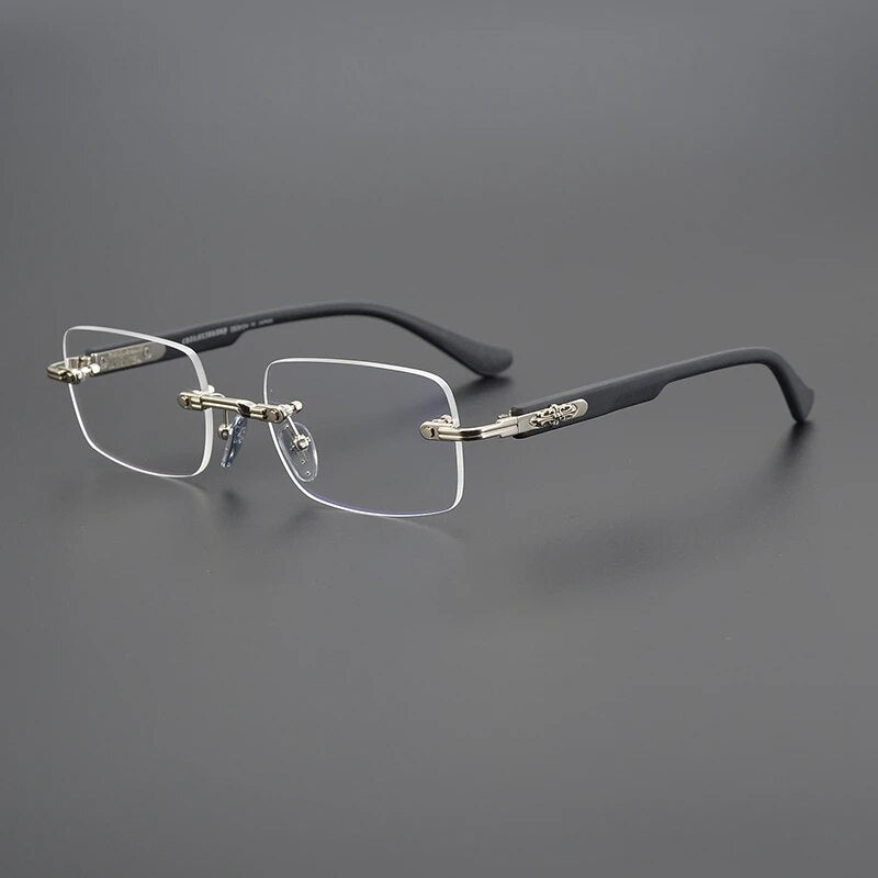 Rectangular Rimless Frames Men Anti Blue Light eyeglasses