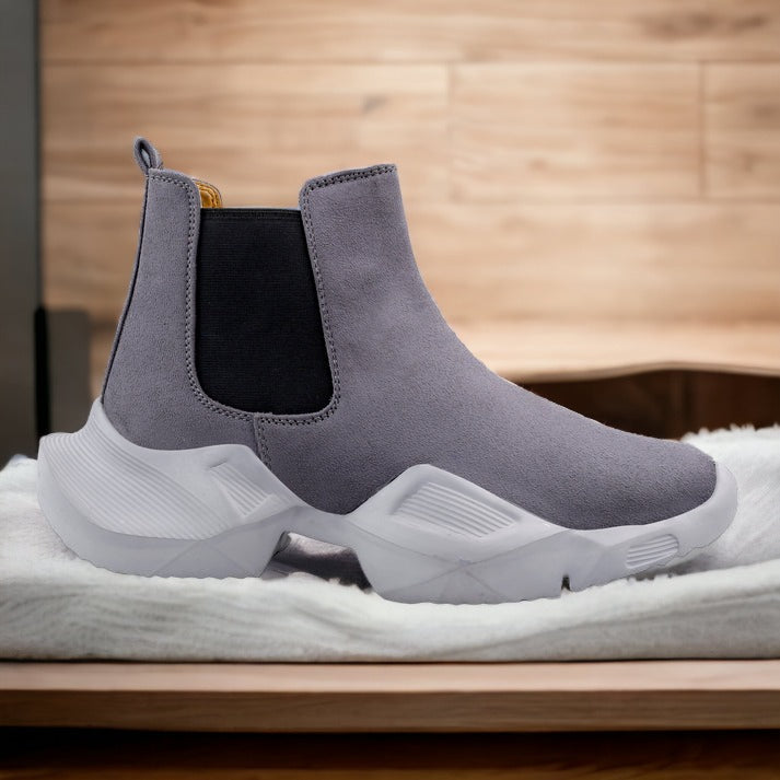 Jack Marc Fashion Newest Grey Casual Suede Chelsea Boots for Men