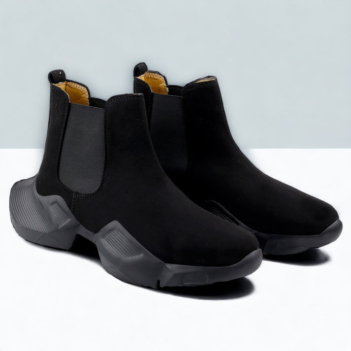 Jack Marc Fashion Black Newest Casual Suede Chelsea Boots for Men
