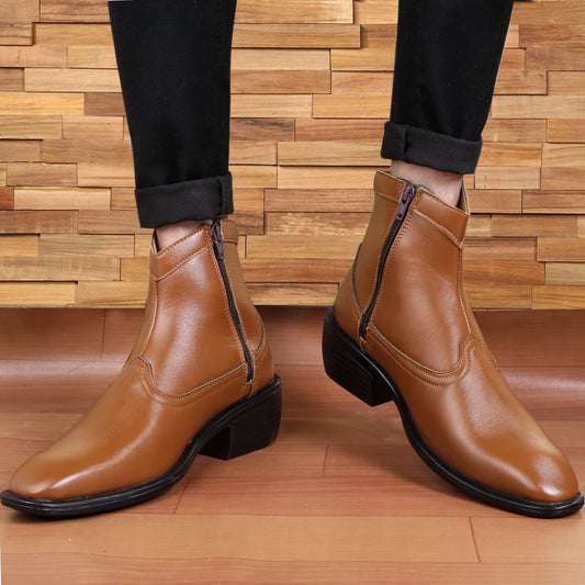 Jack Marc Tan Height Increasing Boots For Men for Office & Daily Wear