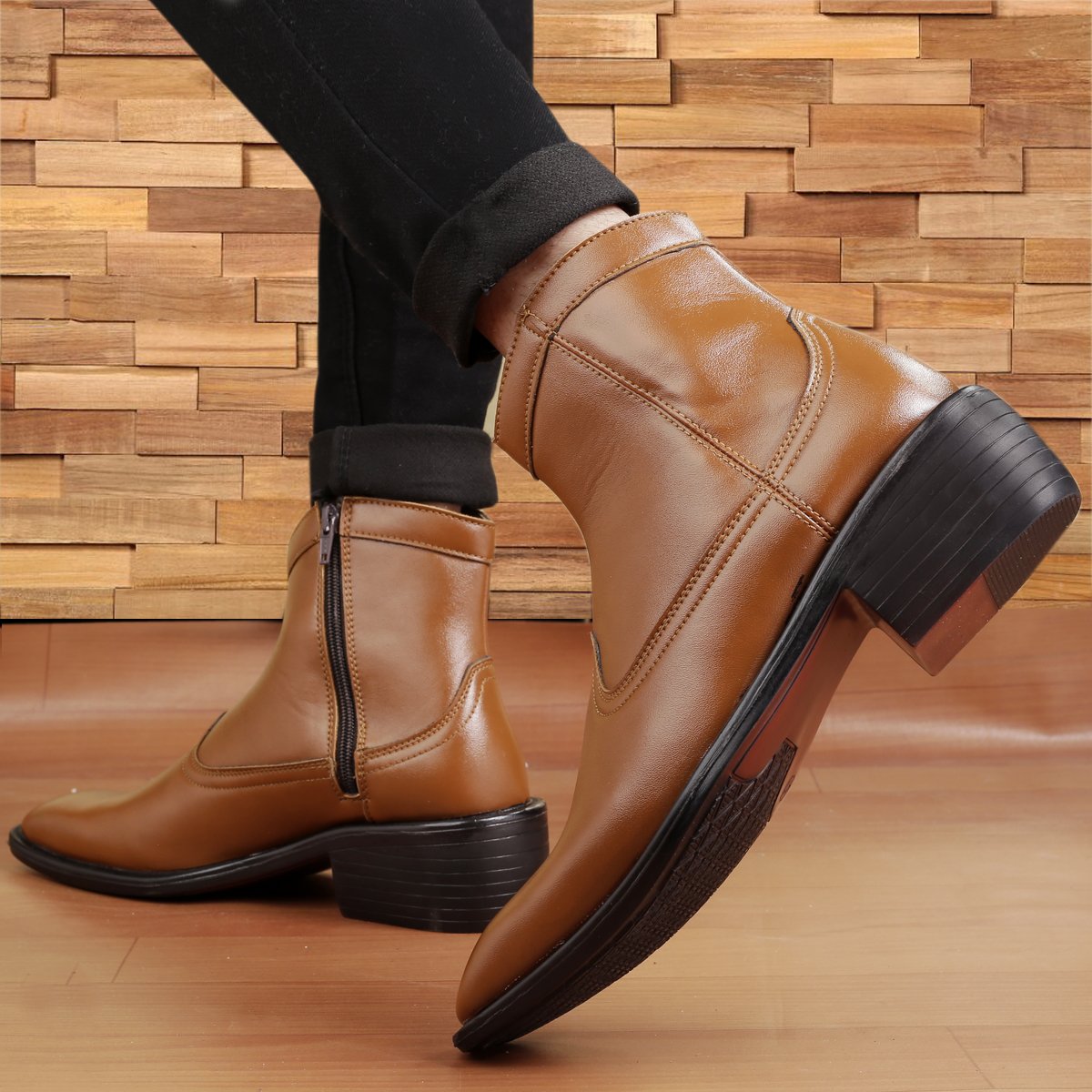 Jack Marc Tan Height Increasing Boots For Men for Office & Daily Wear
