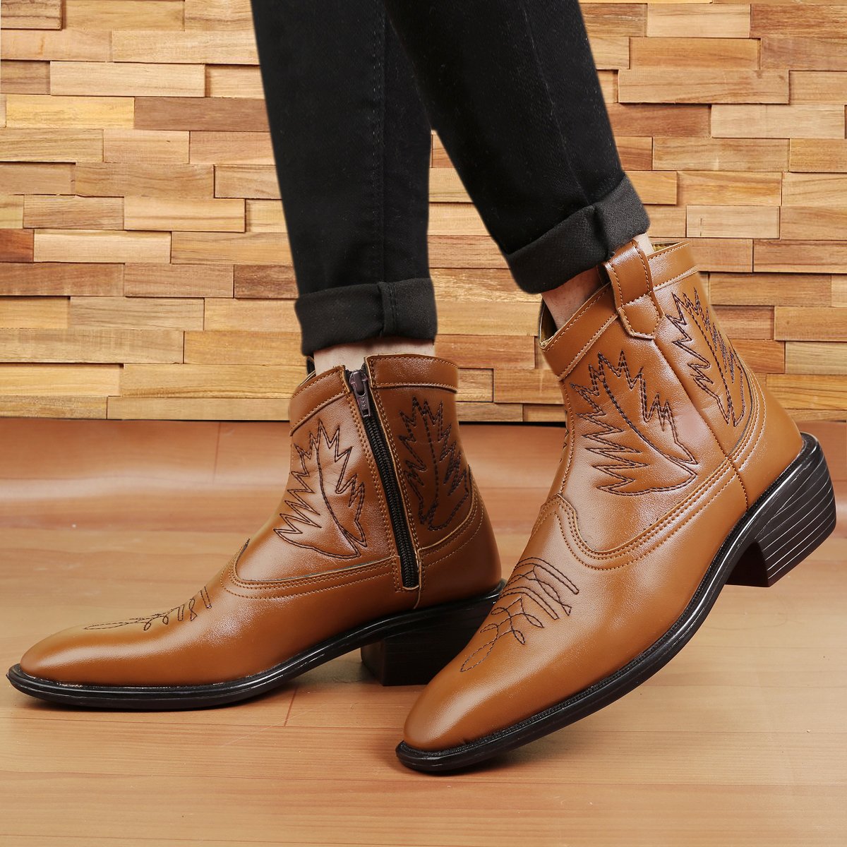 Jack Marc Men's Formal and Casual Retro Tan Boots for all seasons