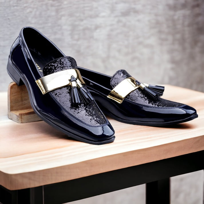 Jack Marc Blue Men's Semi Formal Slip-on Shoes