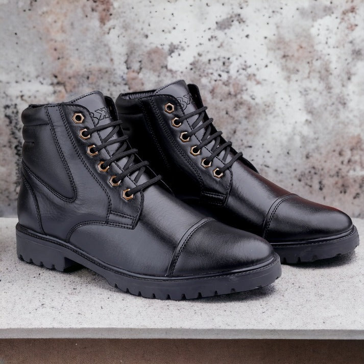 Jack Marc Fashion Black Lace-up Ankle Stylish Boots for Men
