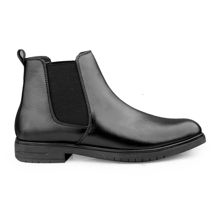 Jack Marc Black Slip-on Ankle Stylish Boots for Men