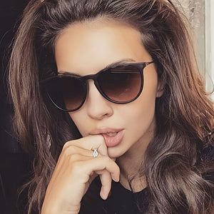 Unisex Oval Black Sunglasses