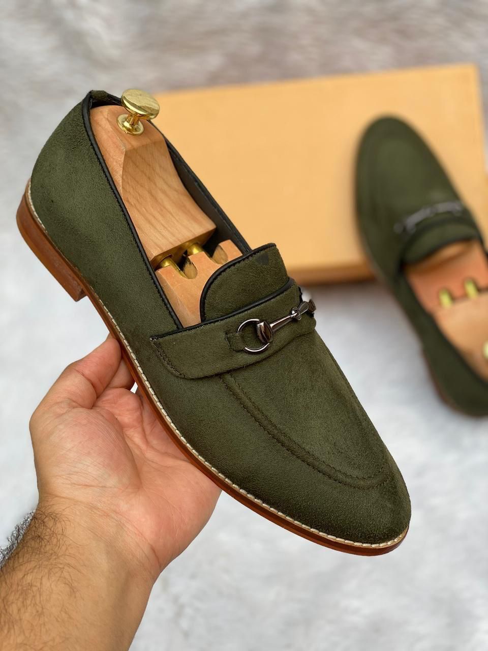 Men Stylish Buckle Suede Moccasin - JACKMARC.COM