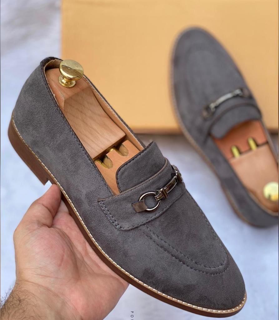 Men Stylish Buckle Suede Moccasin - JACKMARC.COM