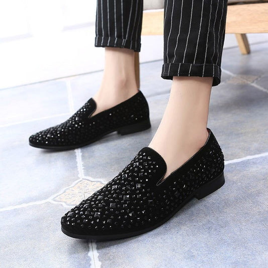 Men's Casual Shoes With Rhinestones Peas Shoes Nightclub Men's Pointed Toe Shoes-JM - JACKMARC.COM