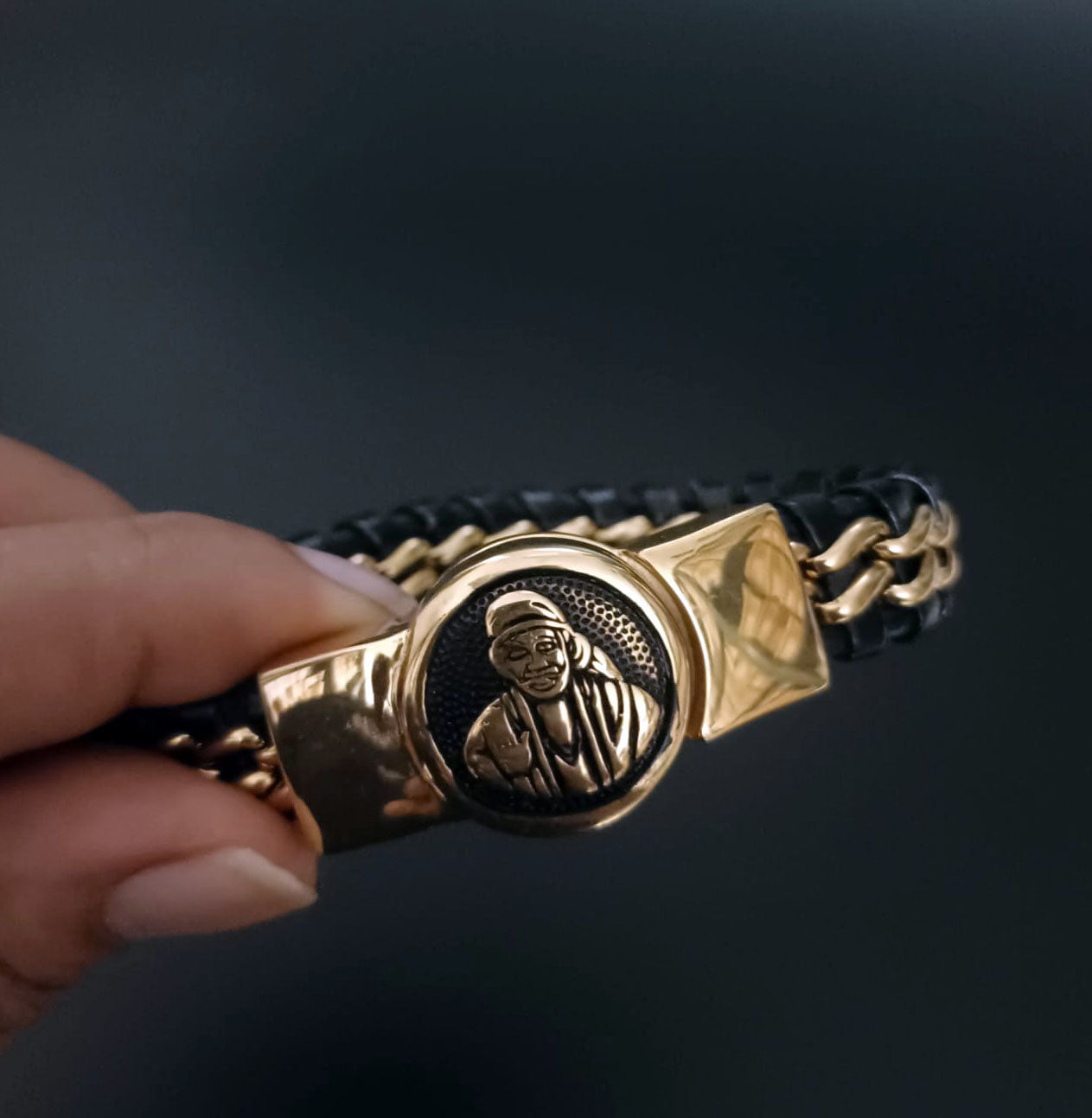 New Sai Baba Devotional Gold Bracelet For Men-Jack Marc - JACKMARC.COM