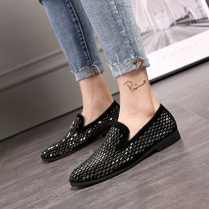 New Black Moccasins With Crystal Glitter - JACKMARC.COM