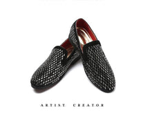 Load image into Gallery viewer, New Black Moccasins With Crystal Glitter - JACKMARC.COM
