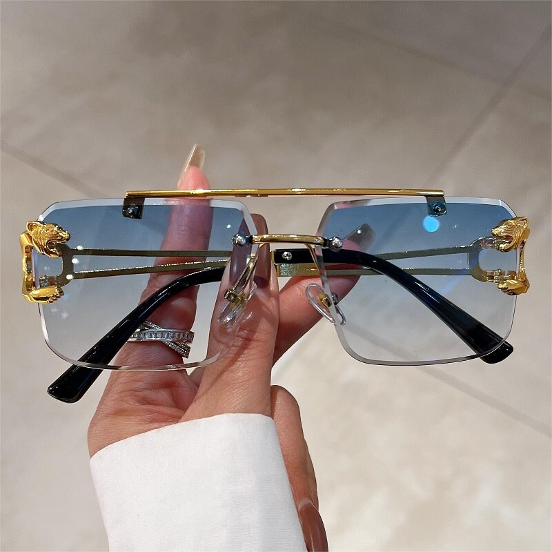 New Double Bridge Rimless UV400 Sunglasses - JACKMARC.COM