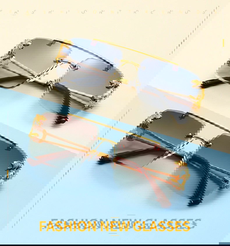 New Double Bridge Rimless UV400 Sunglasses - JACKMARC.COM