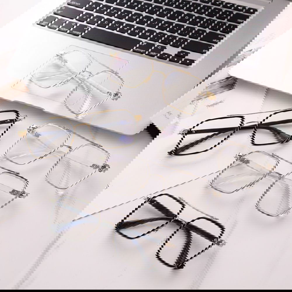 New Double Bridge Square Blue Light Blocking Glasses Women Men-JM - JACKMARC.COM