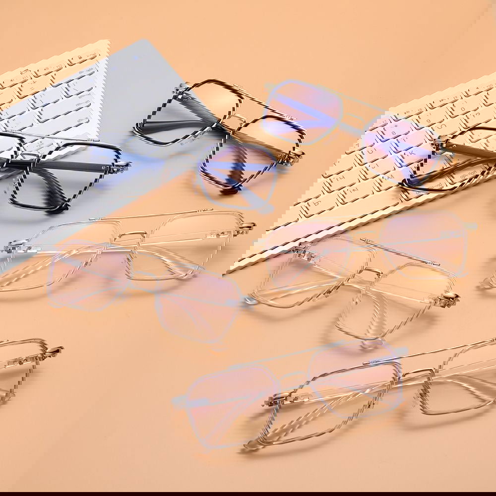 New Double Bridge Square Blue Light Blocking Glasses Women Men-JM - JACKMARC.COM