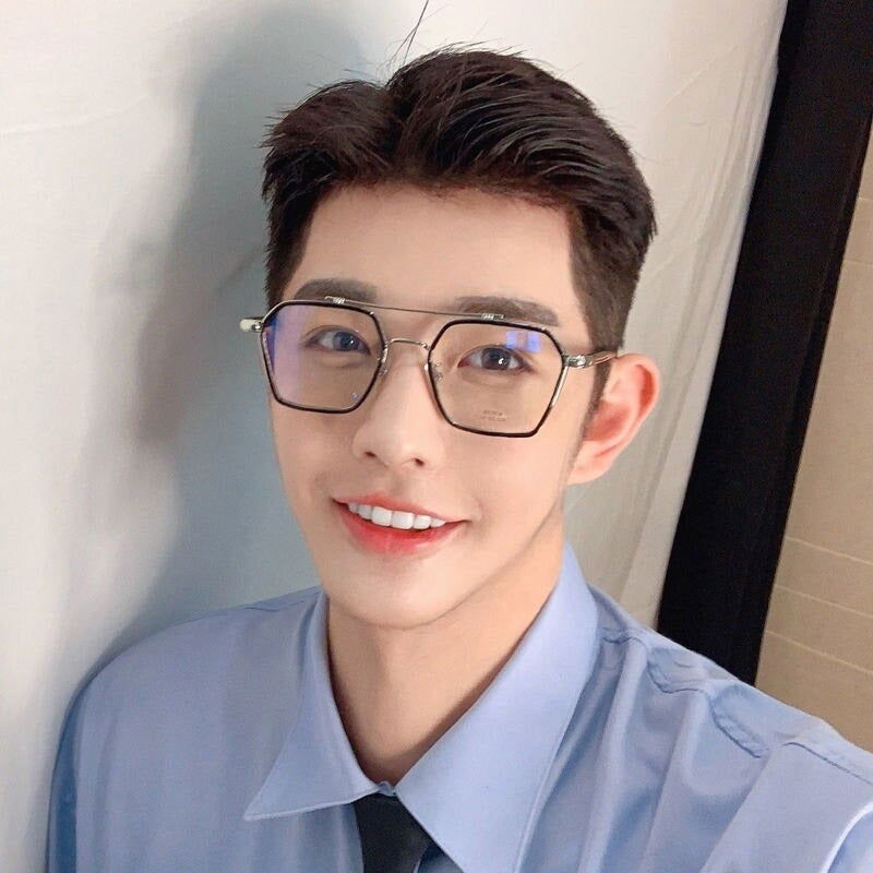 New Double Bridge Square Blue Light Blocking Glasses Women Men-JM - JACKMARC.COM