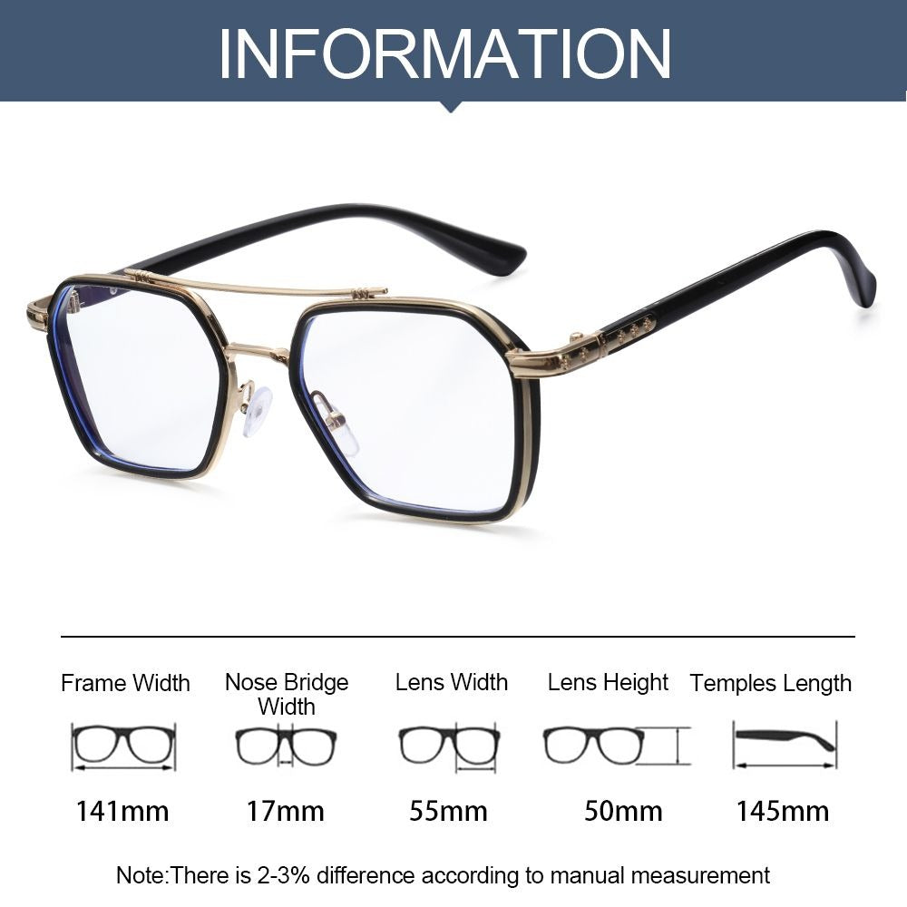 New Double Bridge Square Blue Light Blocking Glasses Women Men-JM - JACKMARC.COM