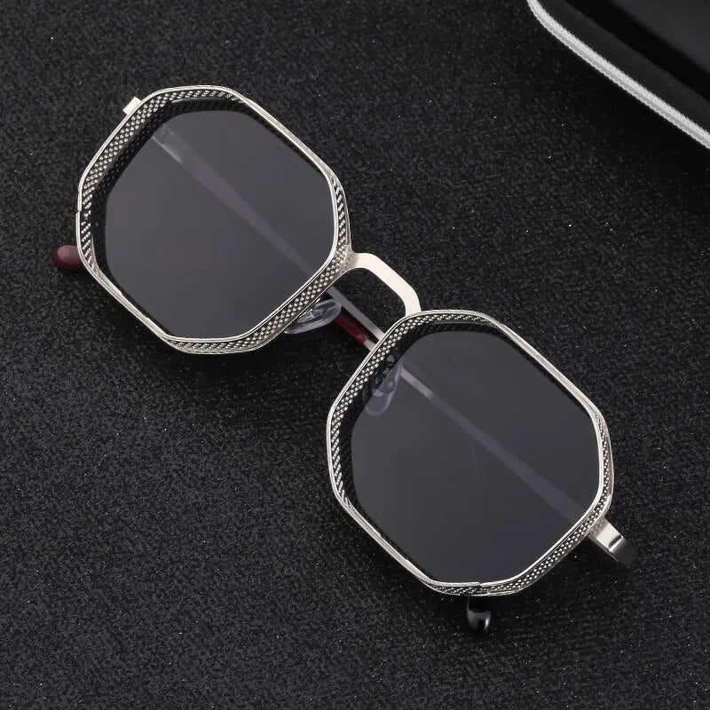 New Hexagonal Steampunk Sunglasses Men - JACKMARC.COM