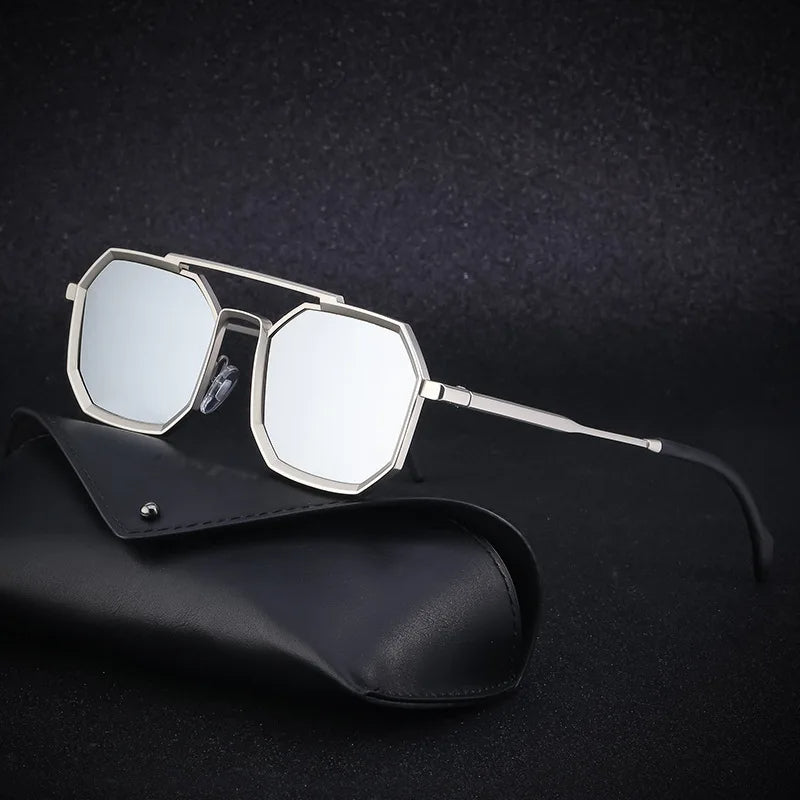 New Polygon Steam Punk Double Bridge Sunglasses - JACKMARC.COM