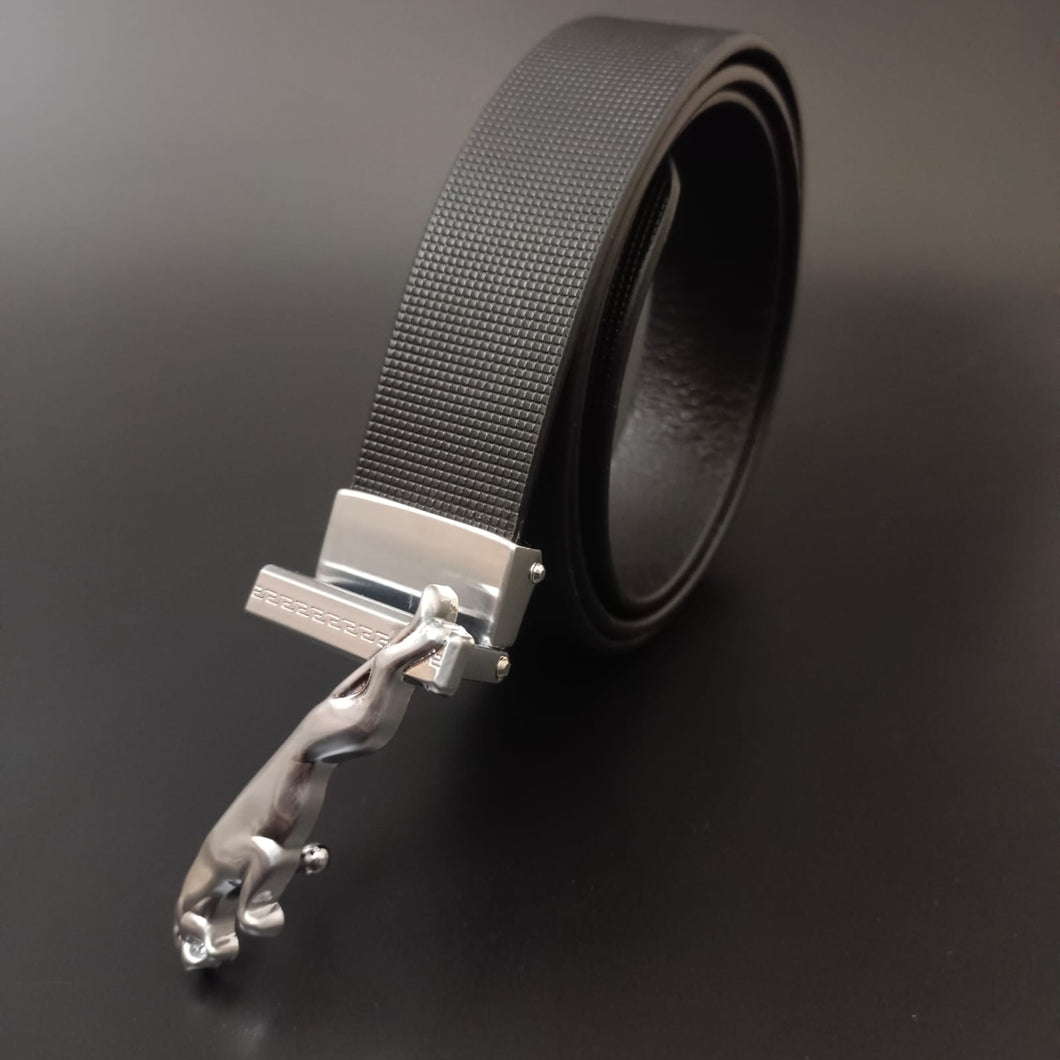 New Silver Jaguar Buckle Brown Belt For Men -Jack marc - JACKMARC.COM