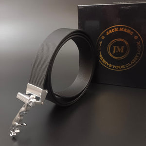 New Silver Jaguar Buckle Brown Belt For Men -Jack marc - JACKMARC.COM