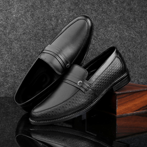 New Stylish Loafer Black Leather Shoes - JACKMARC.COM