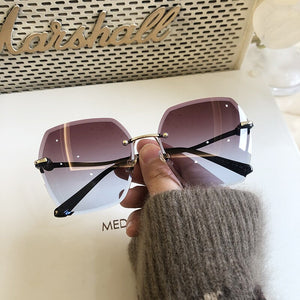 New Sunglasses Women Oversized Eyewear Rimless Sun Glasses- Jack Marc - JACKMARC.COM