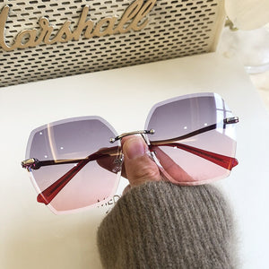 New Sunglasses Women Oversized Eyewear Rimless Sun Glasses- Jack Marc - JACKMARC.COM