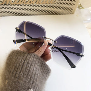 New Sunglasses Women Oversized Eyewear Rimless Sun Glasses- Jack Marc - JACKMARC.COM