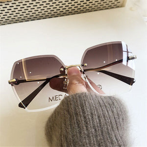 New Sunglasses Women Oversized Eyewear Rimless Sun Glasses- Jack Marc - JACKMARC.COM