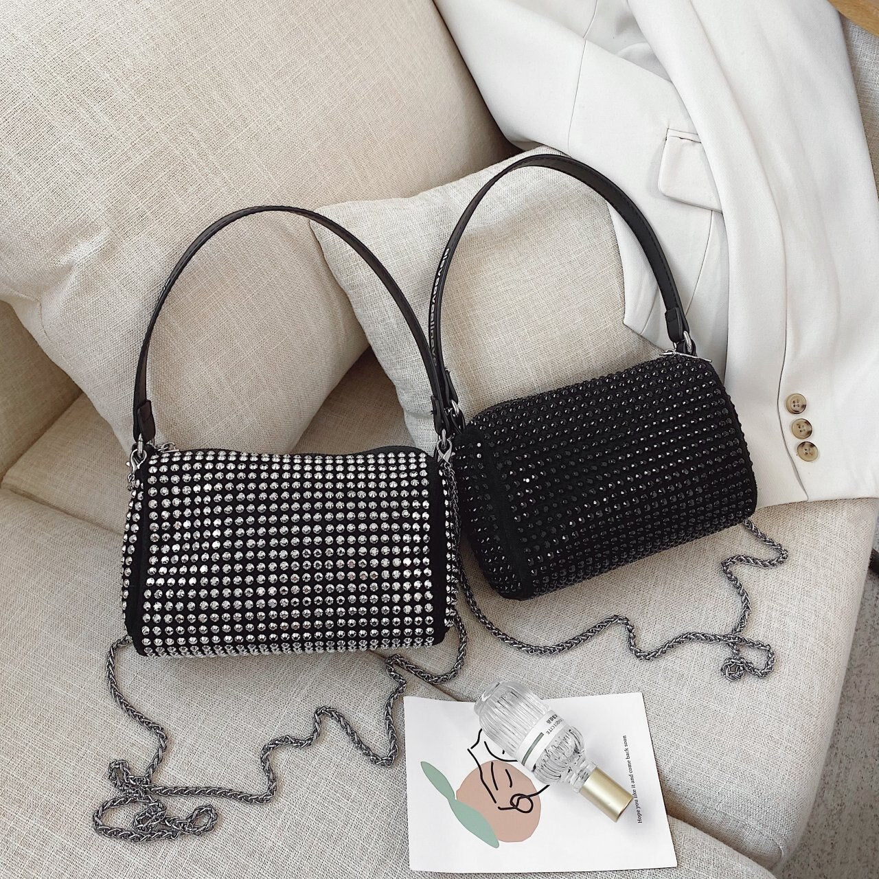 2005 High Quality Rhinestone Canvas Hobo Bag, Diamond Studded Nylon  Shoulder Tote With Chain, Ruched Designer Purse For Women From  Moonholder03, $33.58 | DHgate.Com