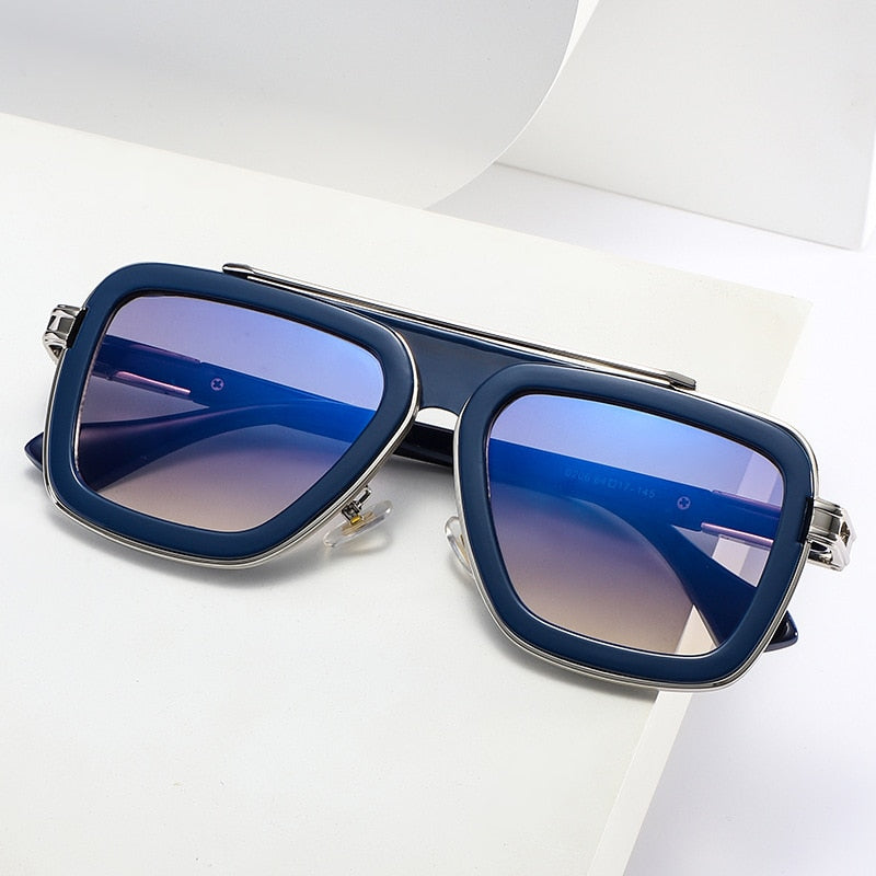 Vintage Square Big Frame Sunglasses Men Famous Brand Designer