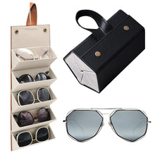 Load image into Gallery viewer, Portable Glasses Organizer 5 Grids Multi-slot Eyeglasses Storage Display Travel Folding Sunglasses PU Leather Case Home Storage - JACKMARC.COM
