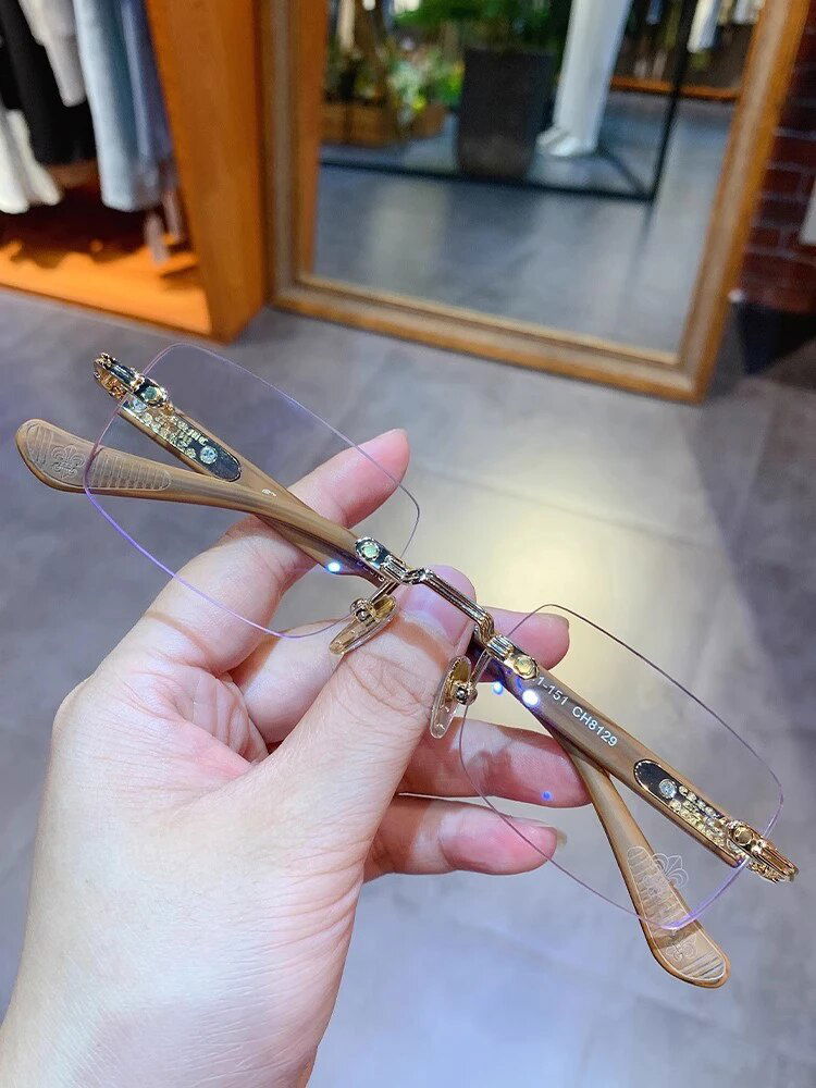 Rectangular Rimless Frames Men Anti Blue Light eyeglasses - JACKMARC.COM