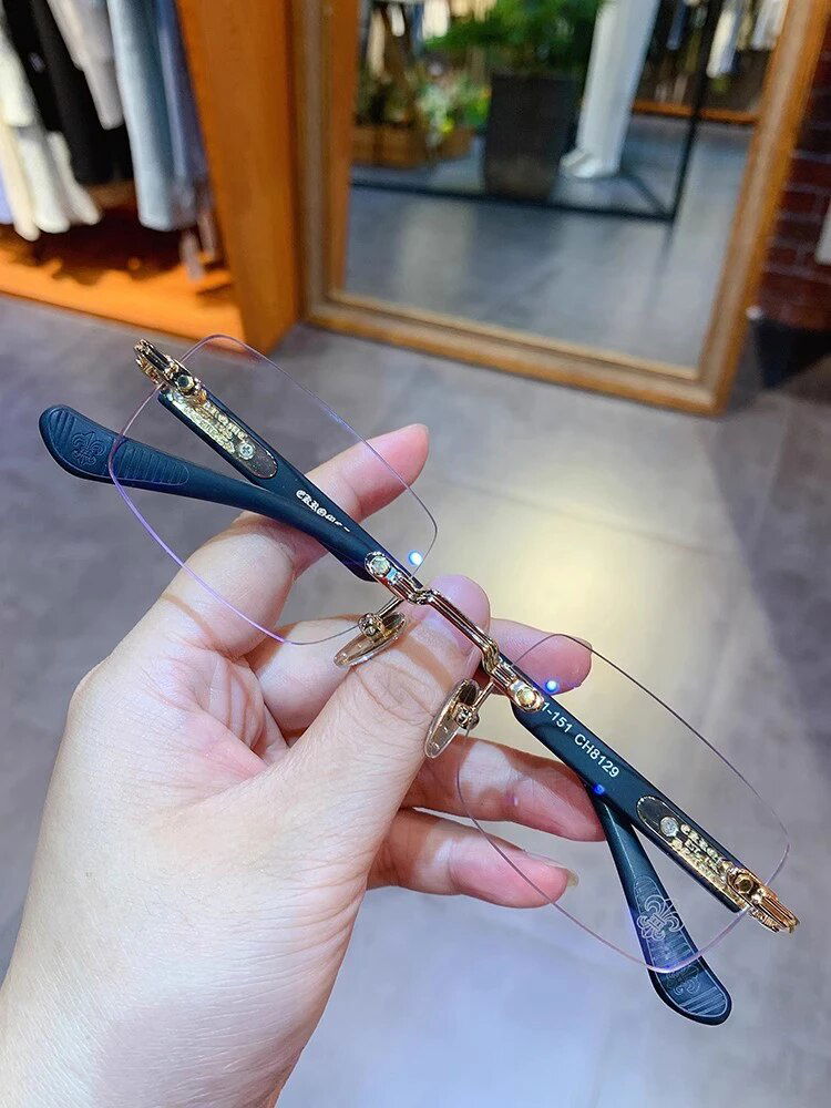 Rectangular Rimless Frames Men Anti Blue Light eyeglasses - JACKMARC.COM