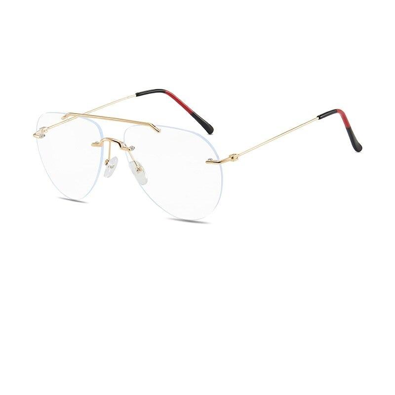 Retro Fashion Rimless Pilot Blue Block Computer Glasses Metal Frames Men Women - JACKMARC.COM
