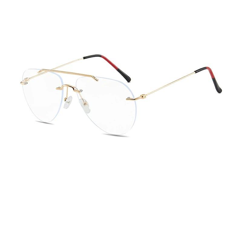 Retro Fashion Rimless Pilot Blue Block Computer Glasses Metal Frames Men Women - JACKMARC.COM