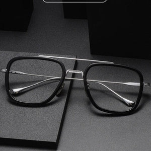 Retro  Frame Vintage Square Prescription Eyeglasses for Men - JACKMARC.COM