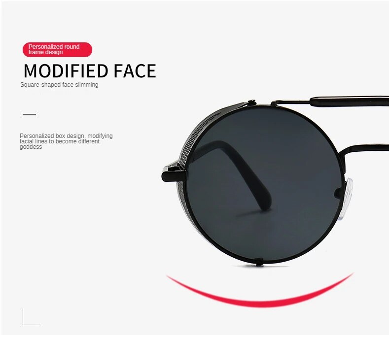 Retro Vintage Metal Round Punk Sunglasses - JACKMARC.COM